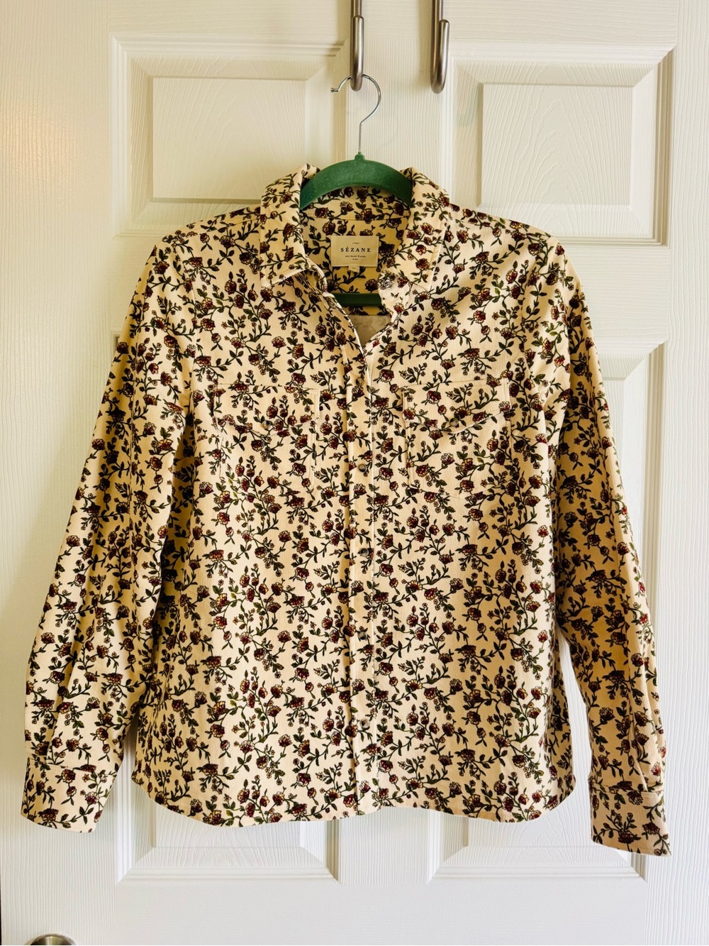 Sezane Corduroy Floral Shirt EUC Size 36/4/S